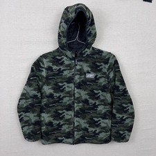 Eddie Bauer Kids Reversible Puffer Jacket Camo Fleece Hooded Full Zip Size M