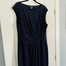 CHAPS Navy Blue Sleeveless Cocktail Dress 16W Twist Front Sheath