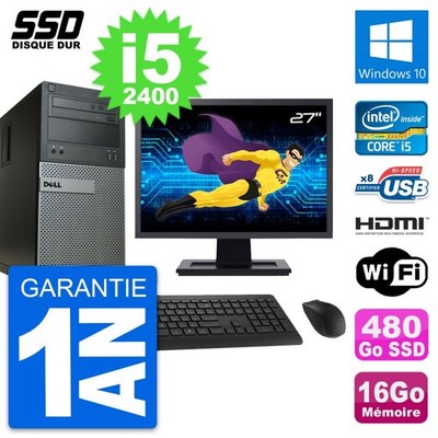 PC tour DELL 390 MT Bildschirm 27 '' i5-2400 RAM 16Go SSD 480Go HDMI Windows 10