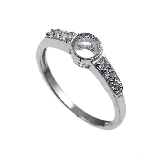 Semi Mount Ring Stone Setting Size 5X5 MM Round Shape 925 Sterling Silver Ring