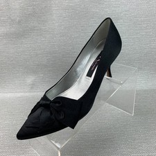 Nina New York Pumps Black Satin Bow Design Pointy Toe Kitten Heel Size 8M