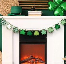 Vintage St. Patrick's Day Wooden Garland with Shamrocks and Beads for Decor