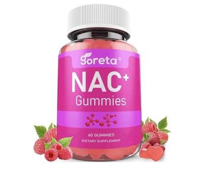NAC+ Gummies N-Acetyl Cysteine Vitamin C Selenium 60 Raspberry