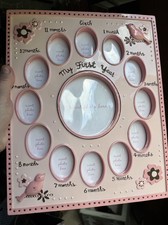 A.D.Sutton And Sons ceramic "My First Year" milestone picture frame Pink