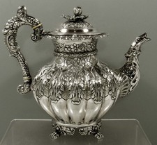 Irish Sterling Silver Coffee Pot 1830 WOLF HEAD / PAW & CLAW FEET