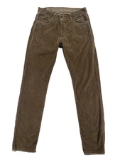 Rick Owens DRKSHDW Pants Mens 34 (Tag:33) Brown Button Fly Raw Hem Velvet Italy