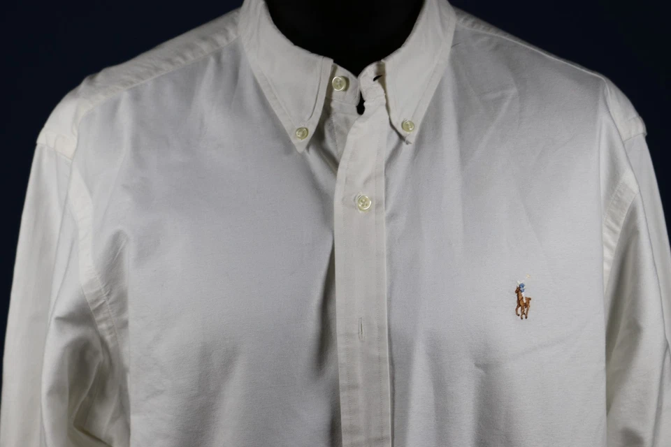 Ralph Lauren Polo Custom Fit White Cotton Shirt Long Sleeve Sz L Chest 48" - Image 3 of 4
