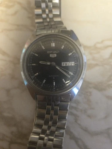 Seiko 5 Automatic 6309-8240 Men’s Watch Day-Date Black Dial Runs Great Vintage