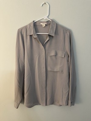 Forever 21 Women's Purple Long Sleeve Blouse Size Medium Button Up Collared