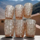 Windsor Diamond 12 oz Tumblers  Jeanette Pink Depression Era Set Of 6 Glasses