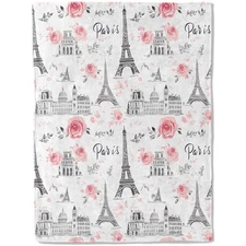 Paris Romance Flannel Blanket - Parisian Eiffel Tower and French Architecture...