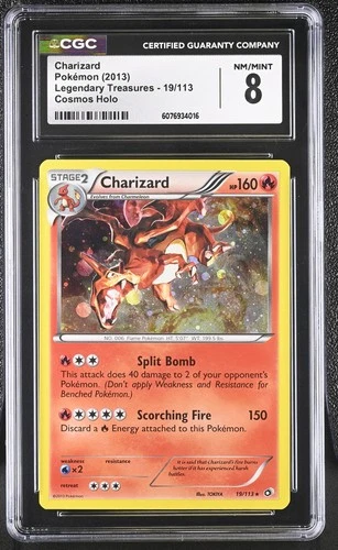 2013 POKEMON LEGENDARY TREASURES CHARIZARD #19 COSMOS CGC 8 NM #6076934016