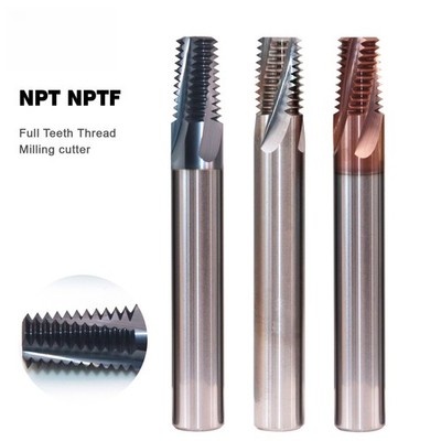 HRC65 Carbide NPT Full Teeth Thread Milling Cutter tools Machining For Steel