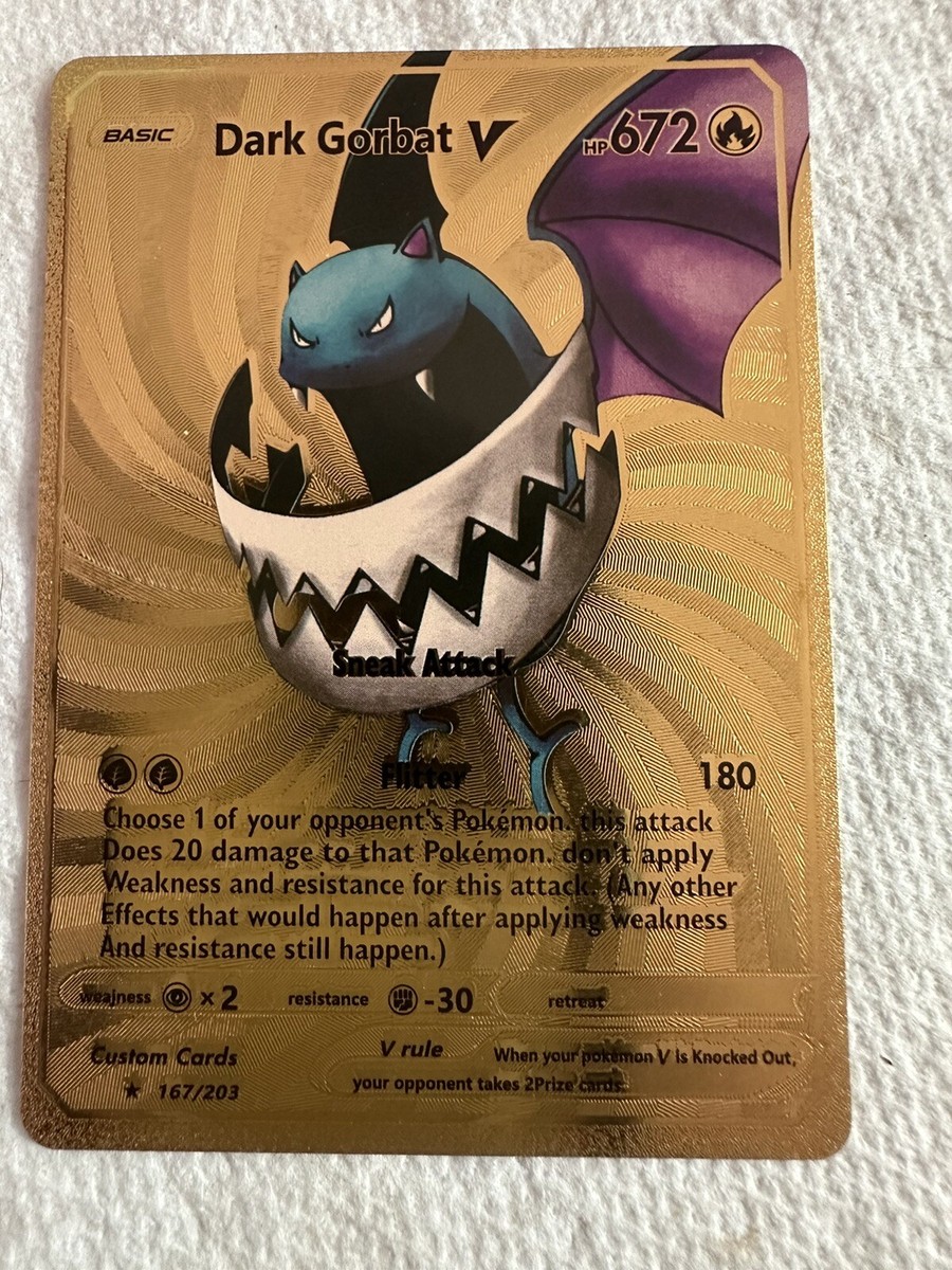 【希少・美品】ポケモンカード旧裏英語版　わるいゴルバット　Dark Golbat Dark Gorbat V 167/203 HP 672 Golbat V Gold Foil Fan Art Display