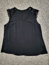 Shein Curve Black Top With Lace Detail Sleeve, Size 0XL