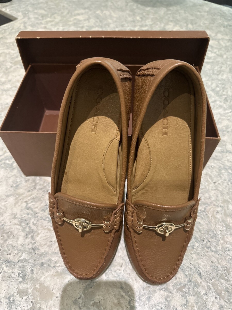 Coach Men’s Brown Pebbled Leather Driving Loafers Moccasins Slip On Shoes Coach Luca Driver Saddle Brown Leather Pebble Grain Loafers  main image 2