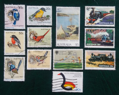 AUSTRALIA Oceania 1979 Used Selection Birds Trains $5 Painting F-XF 771