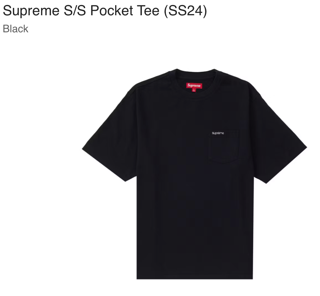 トップス Supreme 23SS Pocket Tee Supreme S/S Pocket Tee Black SS23 (Medium) NEW! | eBay