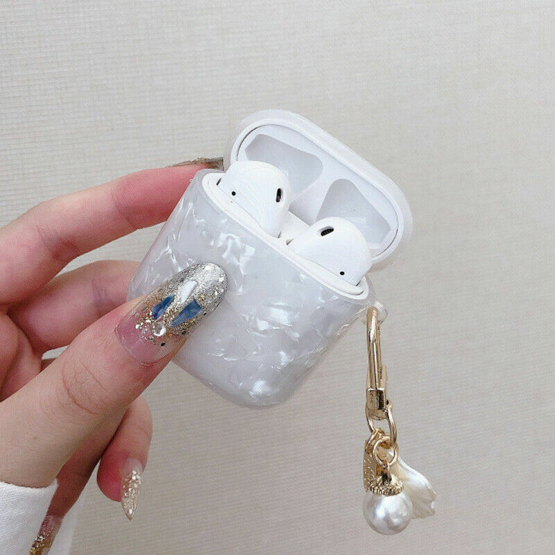 Luxury Glitter Case Pearl Shell Keychain Cover For Apple AirPods 4 3 Pro 2 Case