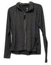 Women s Size Small Full Zip Athletic Jacket Thumb Loops Gray All In Motion