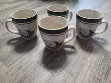 Set of 4 Folkcraft stonewear "Running Horses" by Scottyz