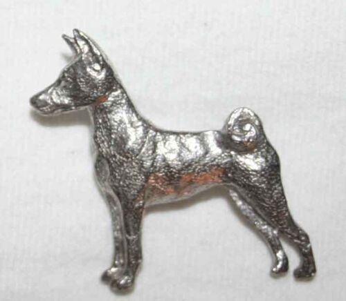 BASENJI Dog Fine PEWTER PIN Jewelry Art USA Made - Afbeelding 1 van 2