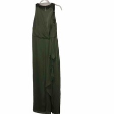 After Six NATURAL WAIST Ruffle Slit BRIDESMAID DRESS Vineyard Green Size 6