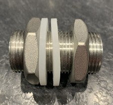 3/8" BSP Male Bulkhead Stainless Steel Full Thread Water Tank Connector 50MM