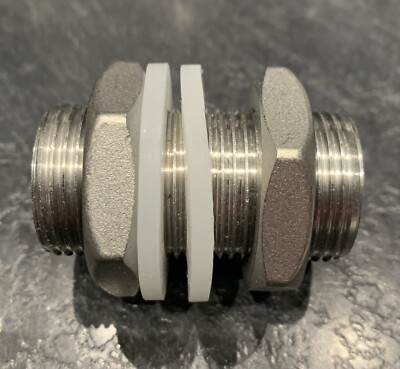3/8'' BSP Außen Schott Edelstahl Vollgewinde Wassertank Verbinder 50MM