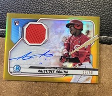 Aristides Aquino 2020 Bowman Chrome Auto Relic GOLD /50 RC Reds Refractor SSP