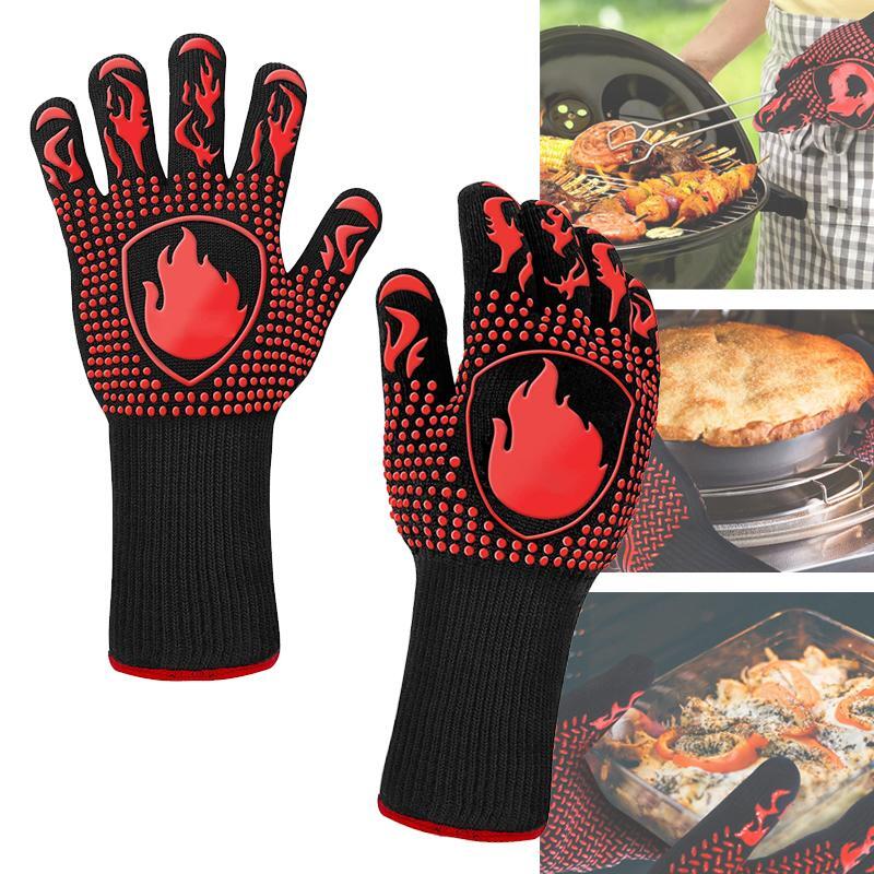 2 GUANTI BBQ DA FORNO CUCINA PER BARBECUE IGNIFUGO RESISTENTE CALORE FINO...