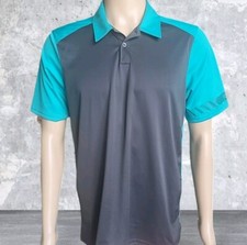 Oakley Polo Shirt Mens Medium Green Gray Golf Rugby Performance Activewear Logo