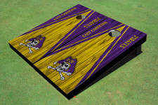 East Carolina University Yellow and Purple Matching Wood Look Triangle Cornhole 