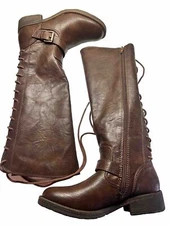 Eurosoft Soft selden lace up heel boho tall riding boots BROWN Size 6.5 M NEW
