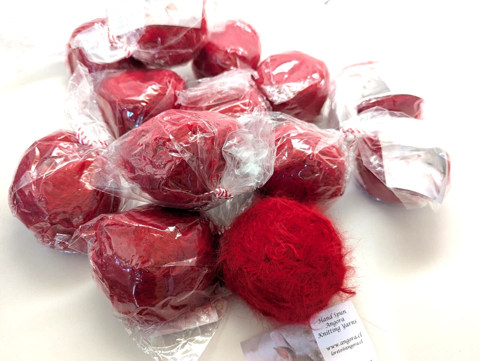 Lápiz labial rojo 100 % angora DK bola hilada a mano 50 gr/100 yardas - más disponible SM Foto 3 de 3