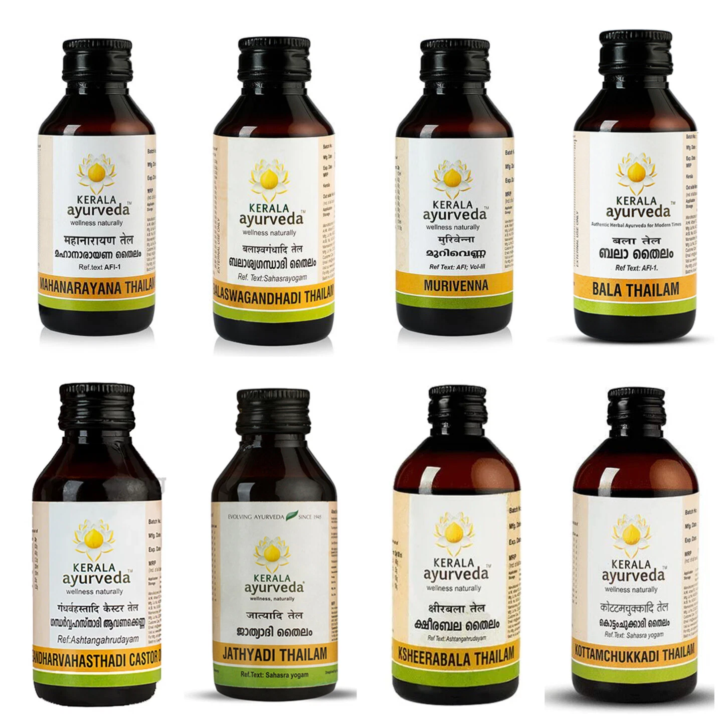 Kerala Ayurveda Thailam, All types of Herbal Oils 100ml, 200ml Sizes, Choose Any