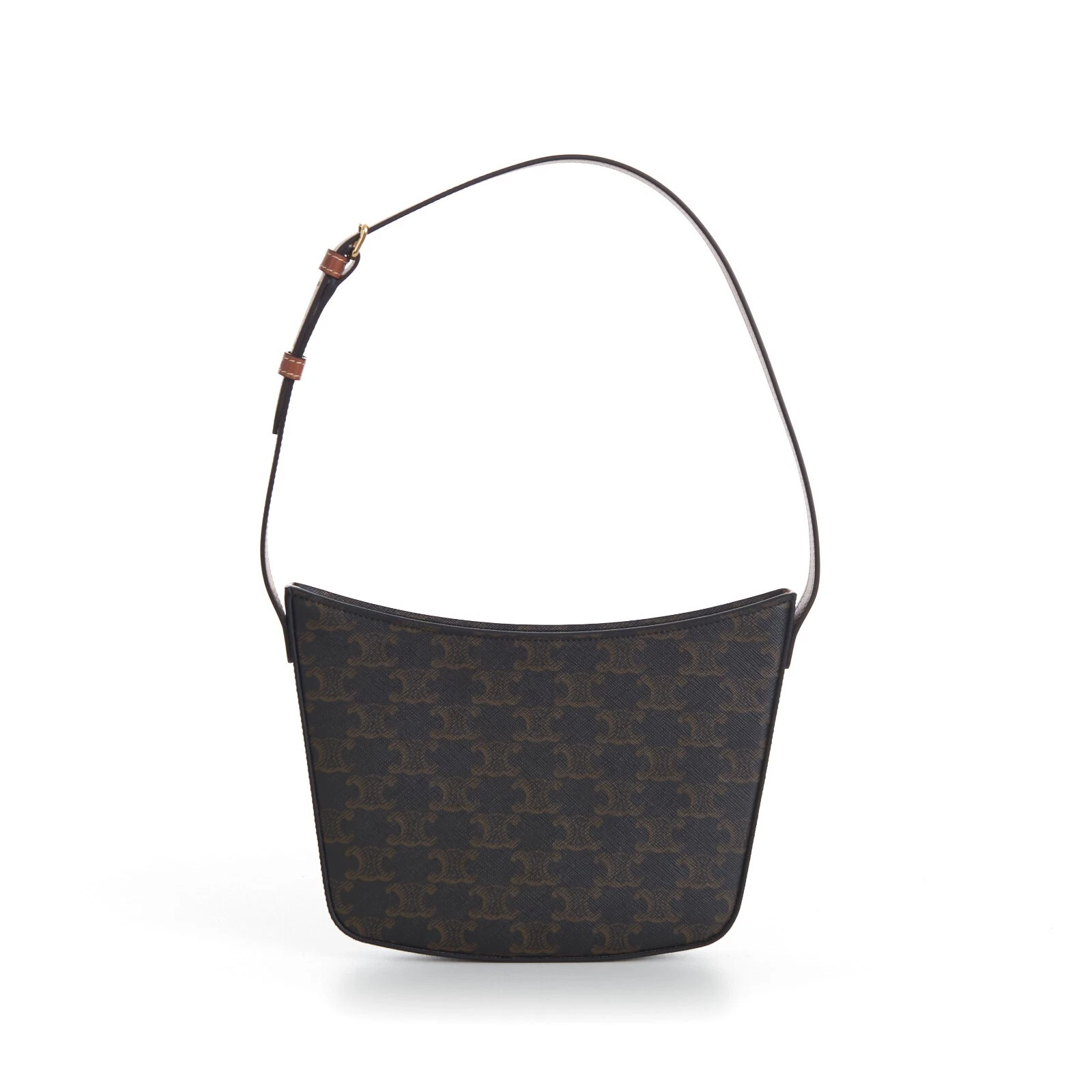 Celine — CELINE 1600$ Medium Croque Bag - Tan Triomphe Monogram Canvas & Calfskin