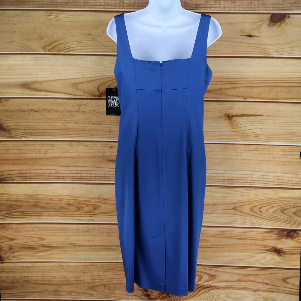 Vestido lápiz sin mangas Jax panel frontal para mujer talla 10 azul forrado con cuentas NUEVO Foto 2 de 4