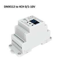 4CH DMX512 to 0-10V Decoder LED Dimmer DIN Rain RGB/RGBW Controller DC12V 24V