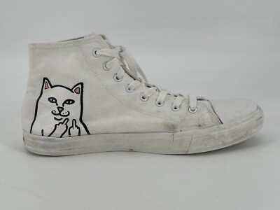 RipnDip High Top Sneakers Men's 12 White  Lord Nermal Cat Skate Shoes Skater