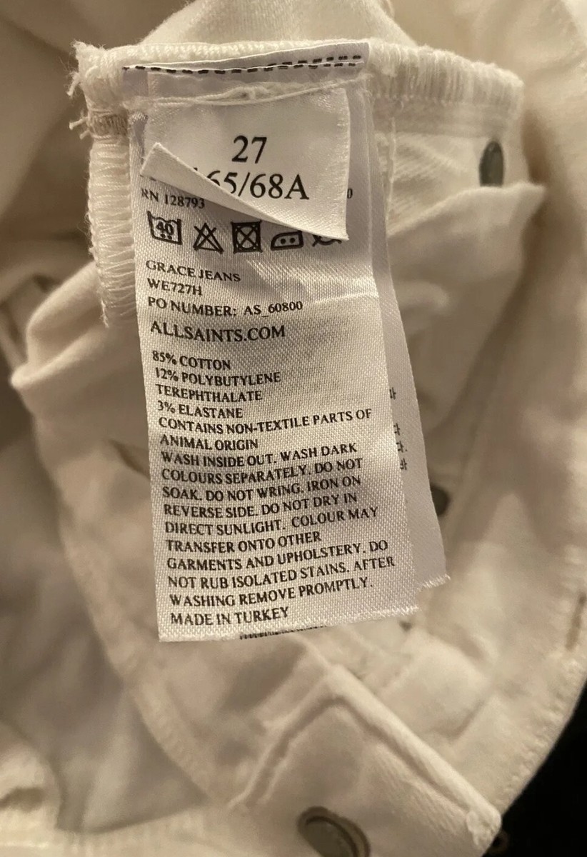 All Saints Grace White Skinny Leg Mid Rise Jeans 27 | eBay