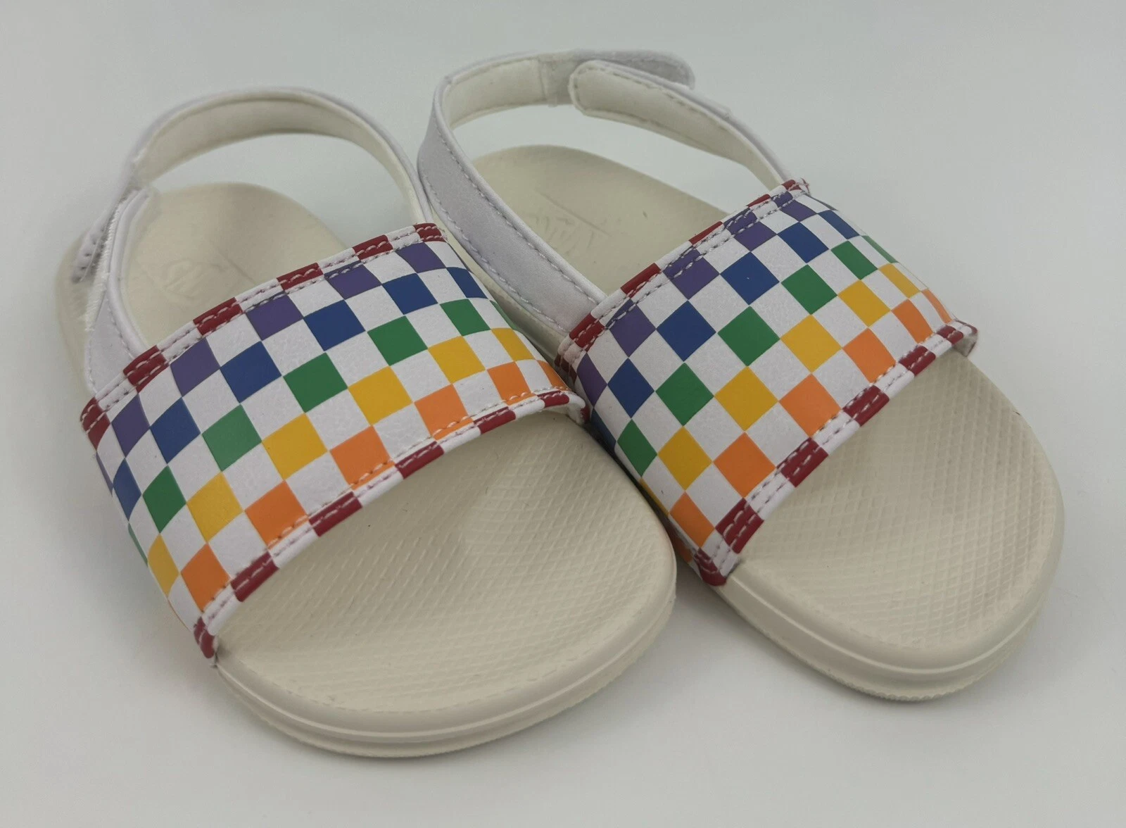 NUOVI sandali Vans La Costa Slide taglia 7 scacchiera arcobaleno VN0A5HTL196 bambino