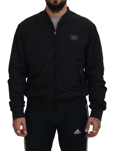 DOLCE & GABBANA Jacket Black Nylon Logo Bomber Zipper IT48 / US38 / M 1250usd - product listing photo