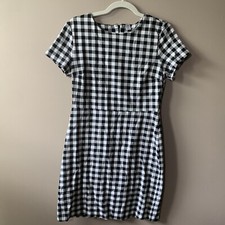 Old Navy Buffalo plaid Black White shift dress Size medium