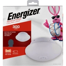 Energizer Motion-Activated Ceiling Light, Battery Operated, 300 Lumens, White