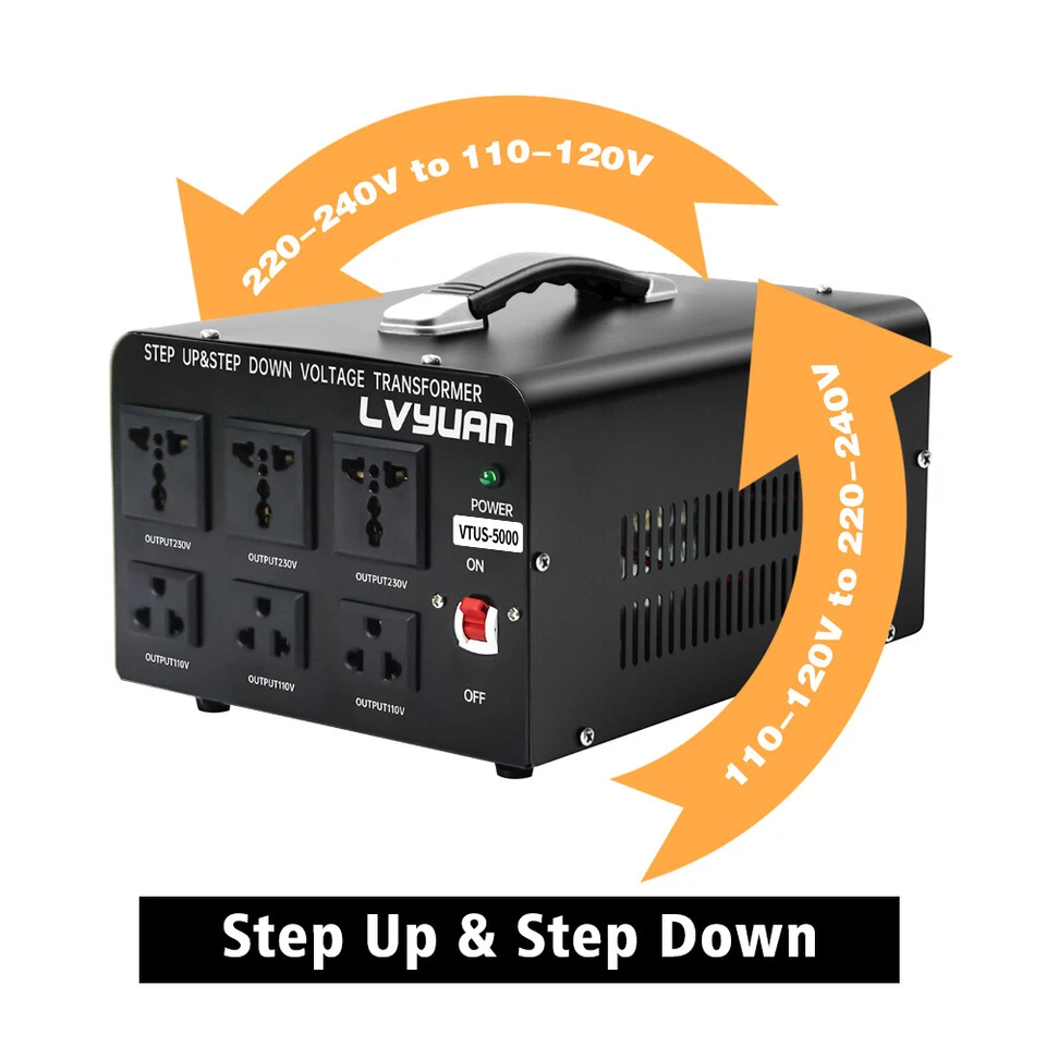 Convertidor de voltaje 5000W transformador paso arriba/abajo convertir de 110V a 220V-240V Foto 4 de 4