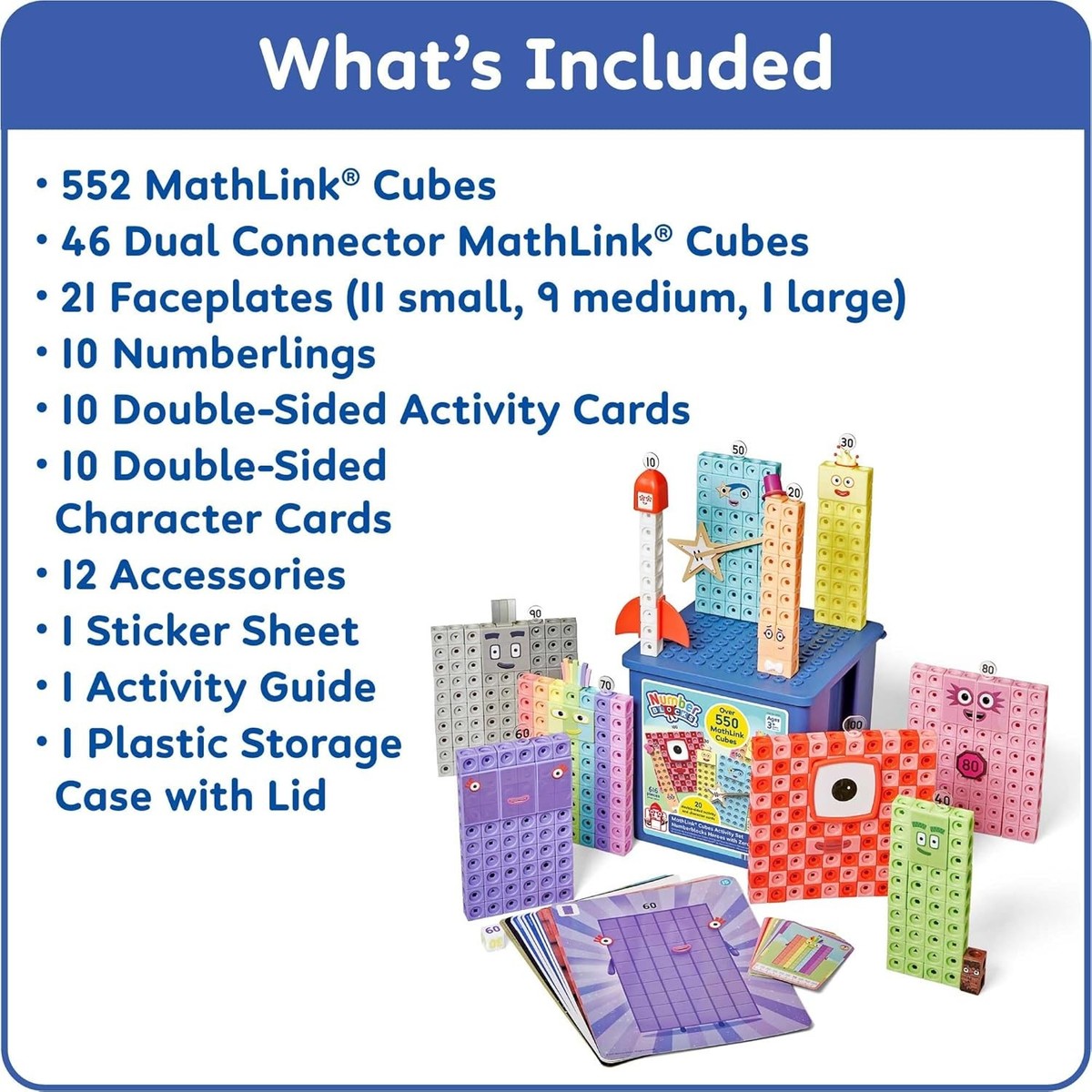 hand2mind Numberblocks Heroes Zeroes MathLink Cubes Activity Set