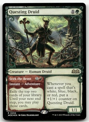 Questing Druid (Showcase) #294 (Foil) (NM) Wilds of Eldraine WOE Magic MTG