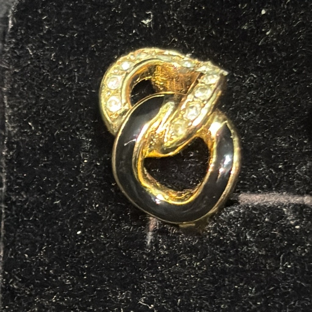 Dior Gold and Black Loop Earrings View 2