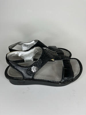 Alegria Ken-765 Sandal Leather KENDRA T-Strap Black Sparkle Women s Size 37 US 6